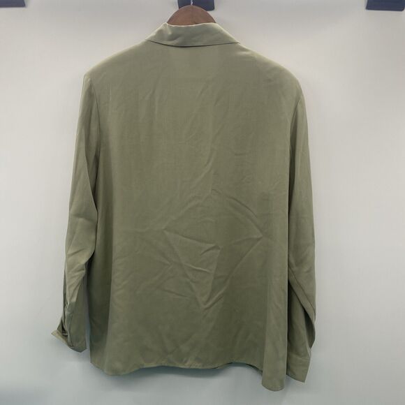 VTG ANNA & FRANK 100% SILK LIGHT GREEN LS BLOUSE SHOULDER PADS WOMENS XL - Picture 11 of 13